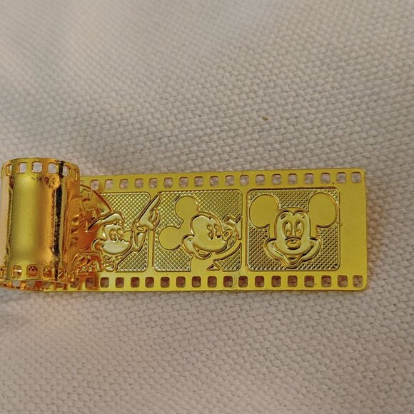 Disney Brooch Gold Tone Mickey Mouse Film Strip Reel Lapel Pin 1980 Vintage - Picture 7 of 8